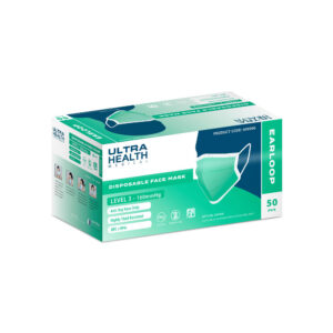 Ultra Health Surgical Mask - Level 3 fluid resistant green with ear loop