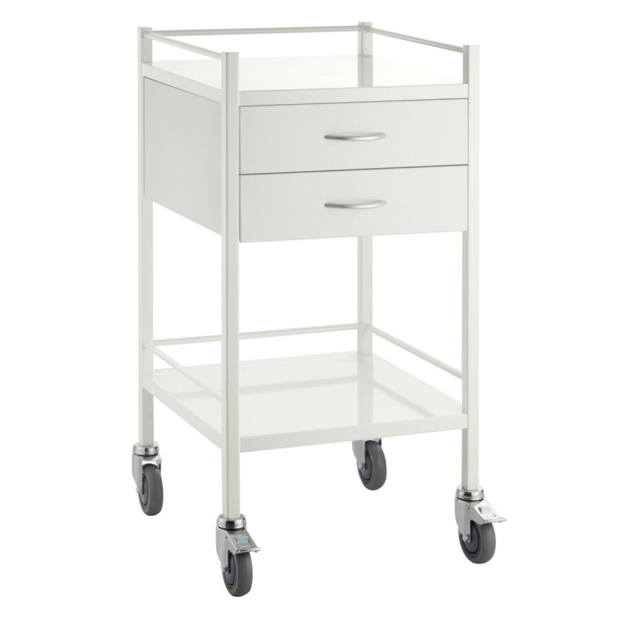 Powder Coated Trolley Two Drawer