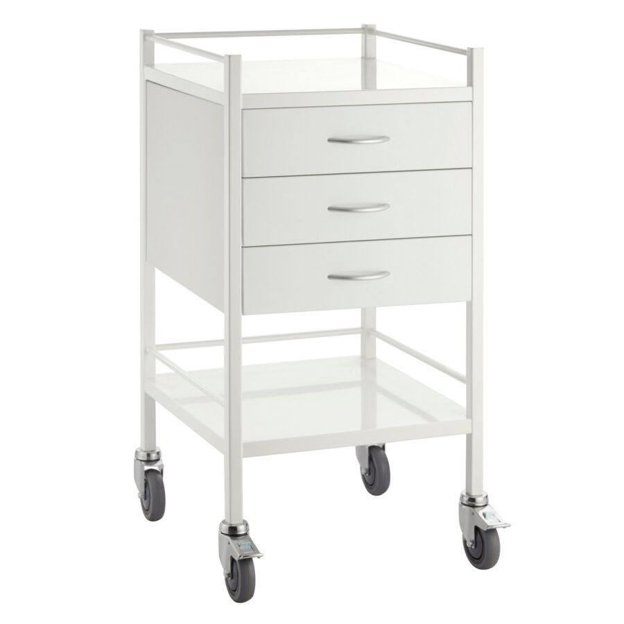 Powder Coated Trolley Three Drawer