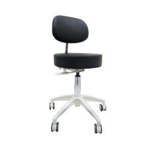 Classic Round Stool With Backrest / Black