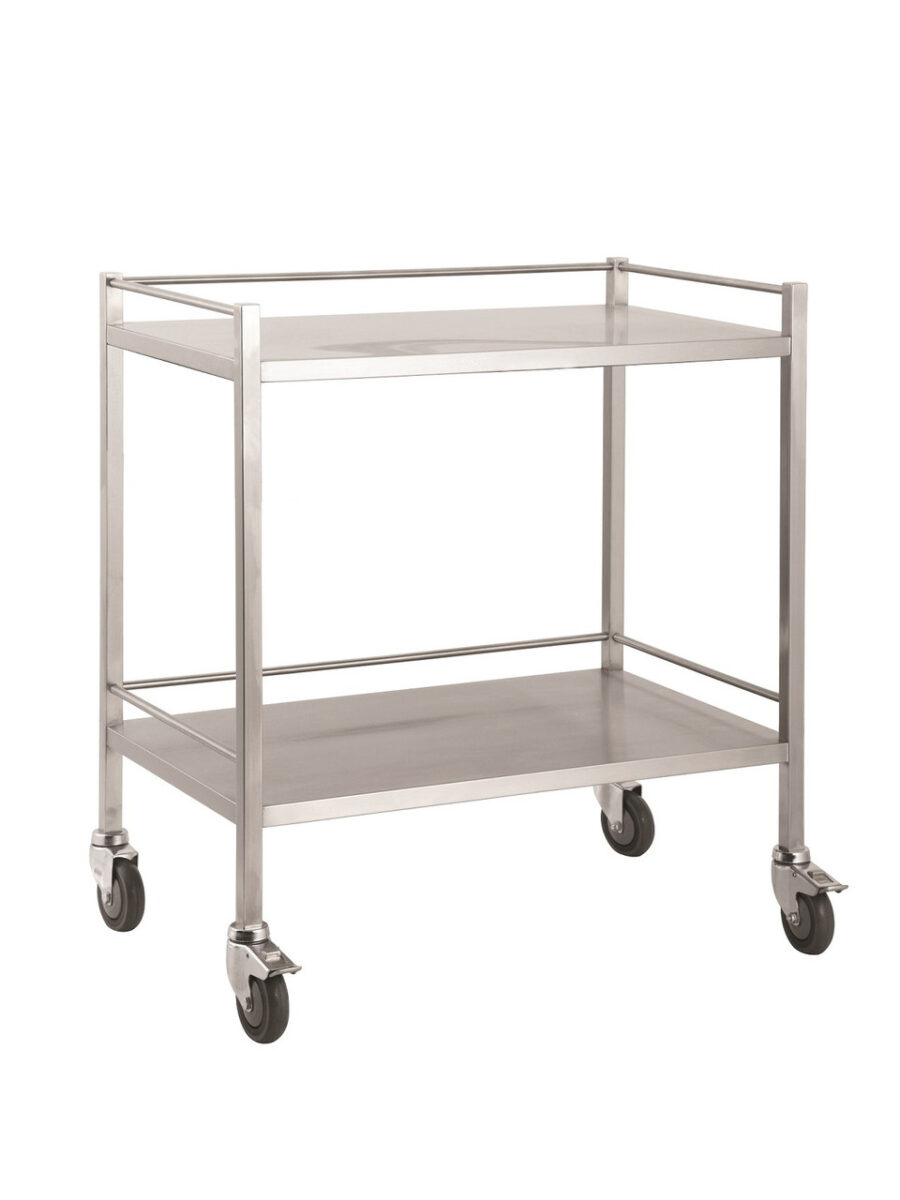 Stainless Steel Double Trolley No Drawer