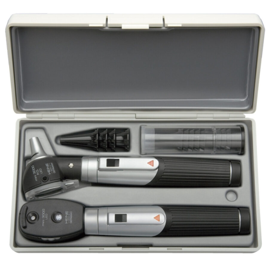HEINE Mini 3000 Diagnostic Set XHL with 2 Handles In Hard Case