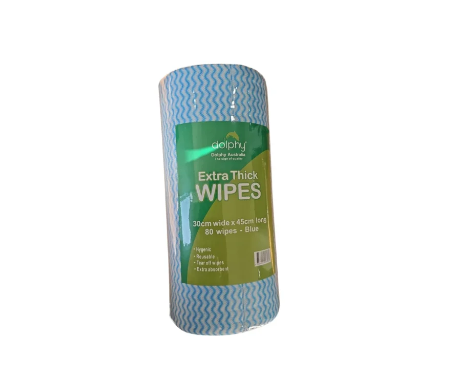 Extra thik wipes 30cm wide x 45cm long 80 wipes - Blue 4 rolls a Carton - Image 2