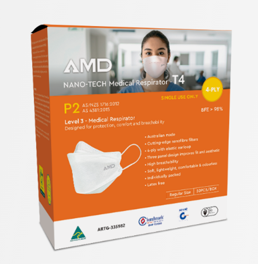 AMD P2 (N95) Certified Medical Respirator 50pcs - White Masks