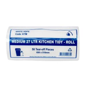 Garbage Bag Roll 27 Litre - Kitchen Tidy | 50 Tear-Off Pieces x20 Rolls | 1000 Bags