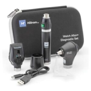 Welch Allyn Portable Diagnostic Kit with LED Otoscope, Ophthalmoscope, USB Rechargeable Handle, and Hard Carry Case