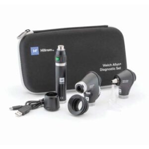 Welch Allyn Portable LED Diagnostic Set – PanOptic Basic Ophthalmoscope, MacroView Basic Otoscope, Li-Ion USB Handle & Hard Case