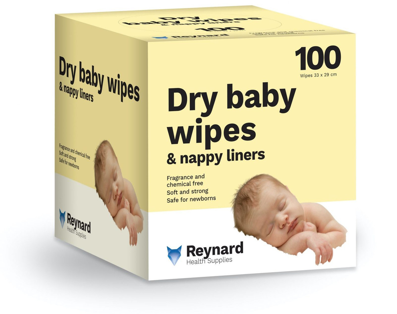 Reynard Dry Baby Wipes 100 pk - 33x29cm