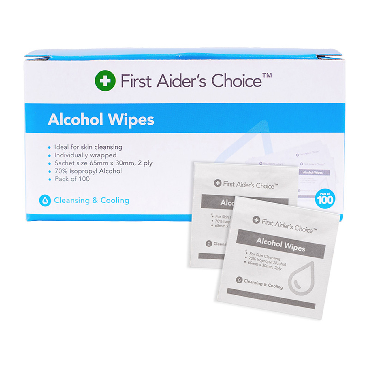 First Aider's Choice Alcohol Wipes - Box of 100