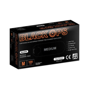 Black Ops Black Nitrile Examination Gloves Powder Free - Box of 100