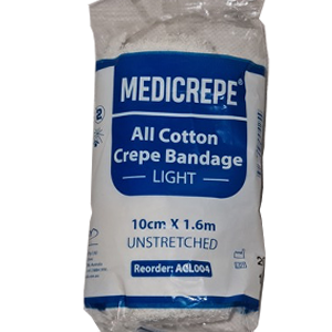 MEDICREPE Cotton Crepe Bandage Light, White 10cmx1.6m - Pkt/12