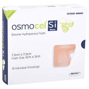 Hydroporous Silicone Foam Lite, Osmocel Si Sterile 7.5 x 7.5cm Box/10