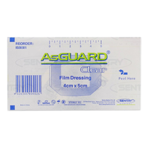 AsGUARD Clear+ Film Island Waterproof Sterile Dressing 4x5cm Box/50