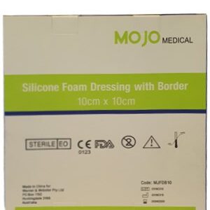 Mojo Silicone Foam Dressing With Border 10x10cm - Box/10