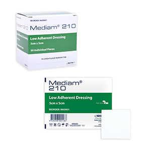 Mediam 210 Low-Adherent Dressing, Sterile 5x5cm - Box/50
