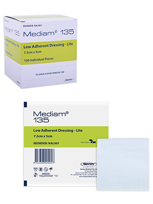 Mediam 135 Low Adherent Dressing Lite, Sterile 7.5x5cm Box/100