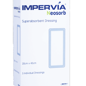IMPERVIA Neosorb Superabsorbent Dressing, 20cm x 45cm – Box/5