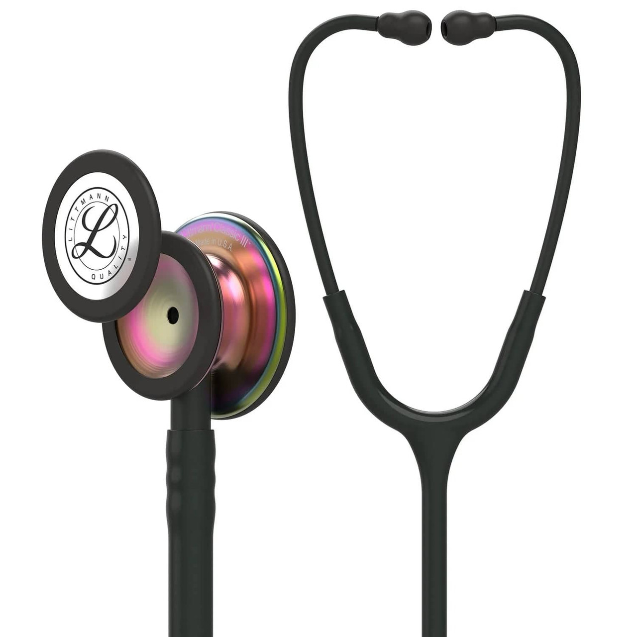 3M Littmann 5870 Classic III Stethoscope - Special Edition Rainbow Chestpiece; Black Tube; Smoke Stem And Headset