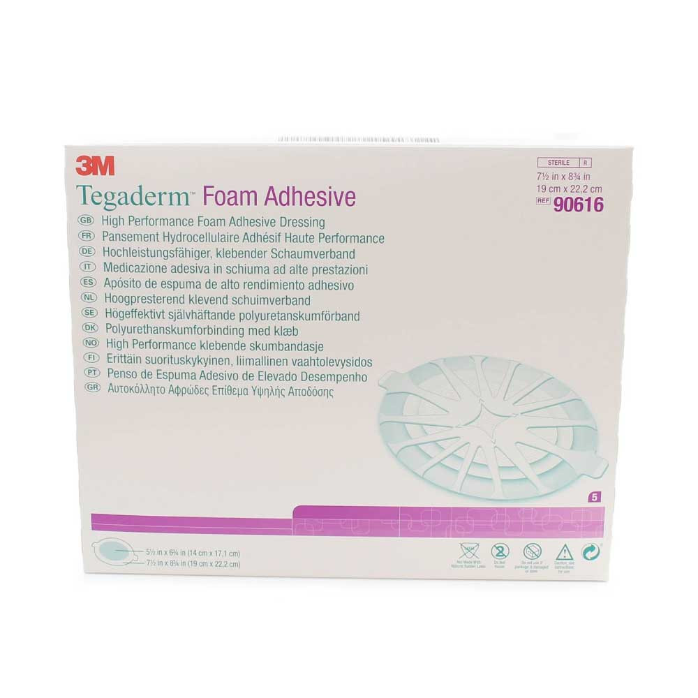 3M Tegaderm High Performance Foam Adhesive Dressing 19cm x 22.2cm Oval - Box of 5