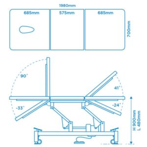 Task Medical Hi-Lo Examination Couch Three Section 3 Motor 70cm Wide - Image 6