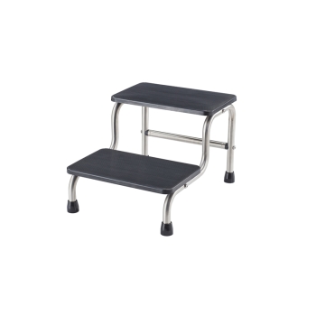 Double Step-Up Stool - Stainless Steel With Slip-Resistant Black Top