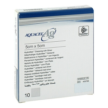 Aquacel Ag Hydrofiber Dressing With Silver 5 X 5cm BOX/ 10
