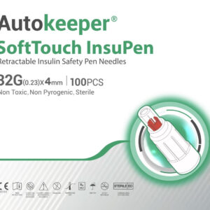Autokeeper SoftTouch InsuPen Retractable Insulin Safety Pen Needles 4mm 32G - 100PCS