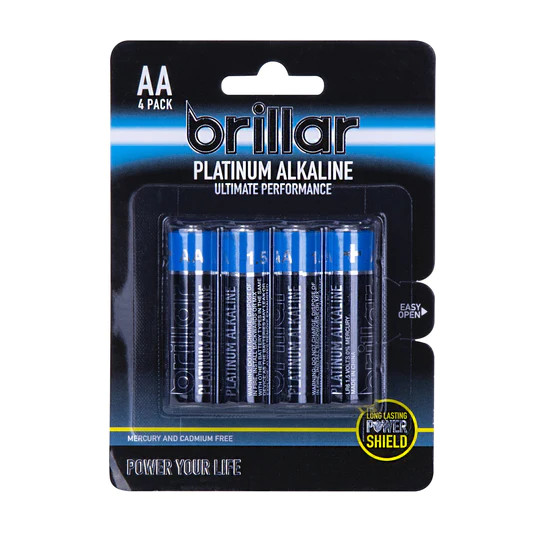 Brillar AA Platinum Alkaline Batteries 4PK