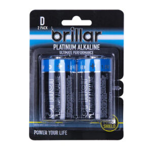 Brillar D Platinum Alkaline Batteries 2pk