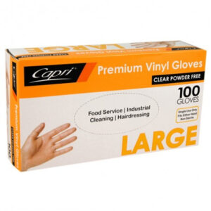 Capri Powder Free Premium Vinyl Gloves - Clear (100pcs)