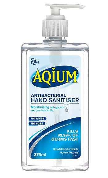 Ego Aqium Hand Sanitiser 375mL Pump Bottle
