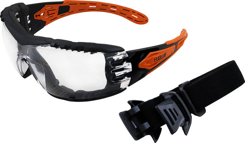 Evolve Clear Safety Glasses with Gasket & Headband