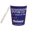 Haines Compostable Sputum Cup with Optional Lid - Pack of 1000 Cups