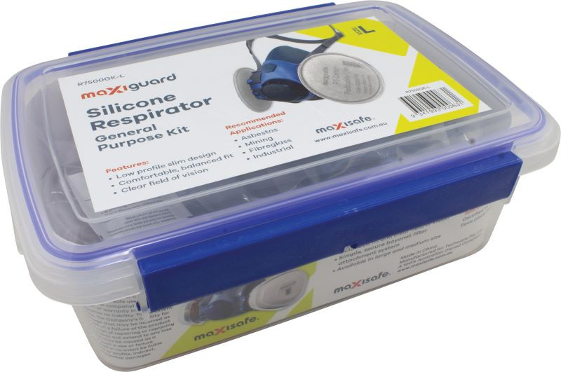 Maxiguard Half Mask Silicone General Purpose Kit w/ P3 Carbon cartridges Large (Boxed Kit)