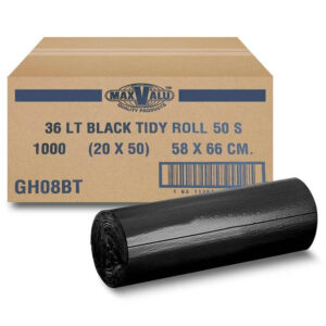MaxValu 54L Easy Tear Garbage Bag Roll 89 x 63cm - Carton of 12 Rolls (50 Bags/Roll)