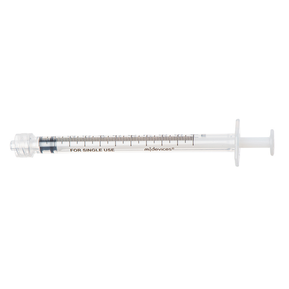 MDevices Luer Lock Syringe Without Needle Concentric Nozzle 1ml Sterile - Box of 100