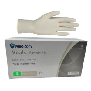 Medicom Vitals Simple Fit Latex Disposable Examination Gloves - Powder Free (100pcs)