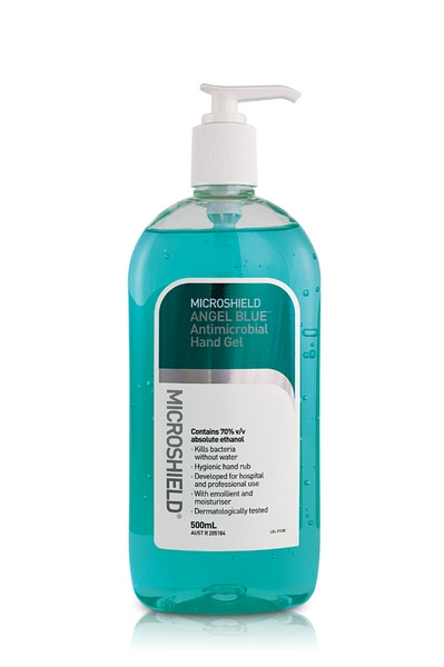 Microshield Angel Blue Antimicrobial Sanitiser Hand Gel - 500ml Pump