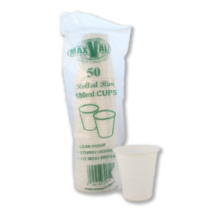 Plain White Plastic Cups 180ml - Carton of 1000pcs, BX1000