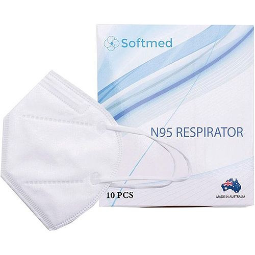 Softmed N95 Flat Folded Particulate Respirator Earloop Box/10