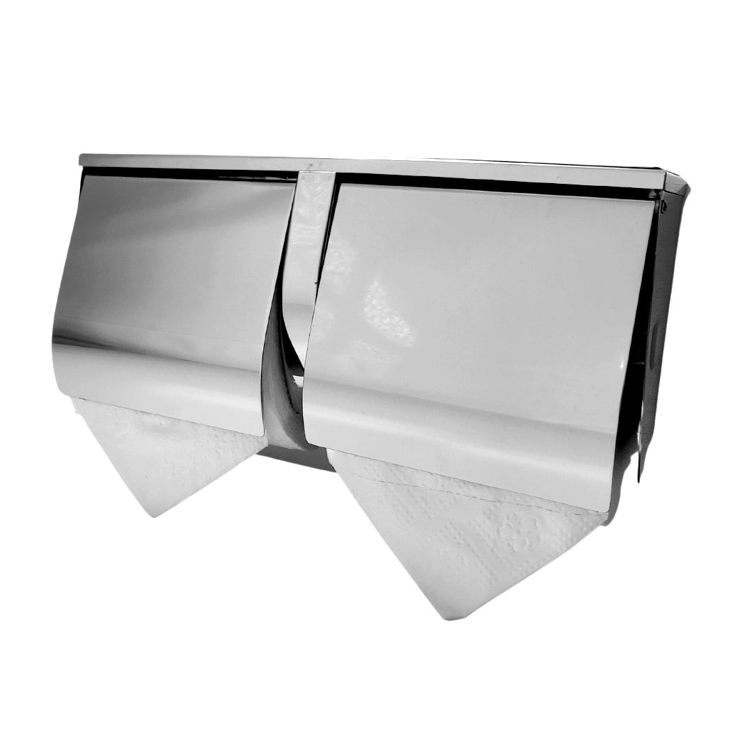 Dolphy Stainless Steel Double Toilet Roll Holder with Shelf