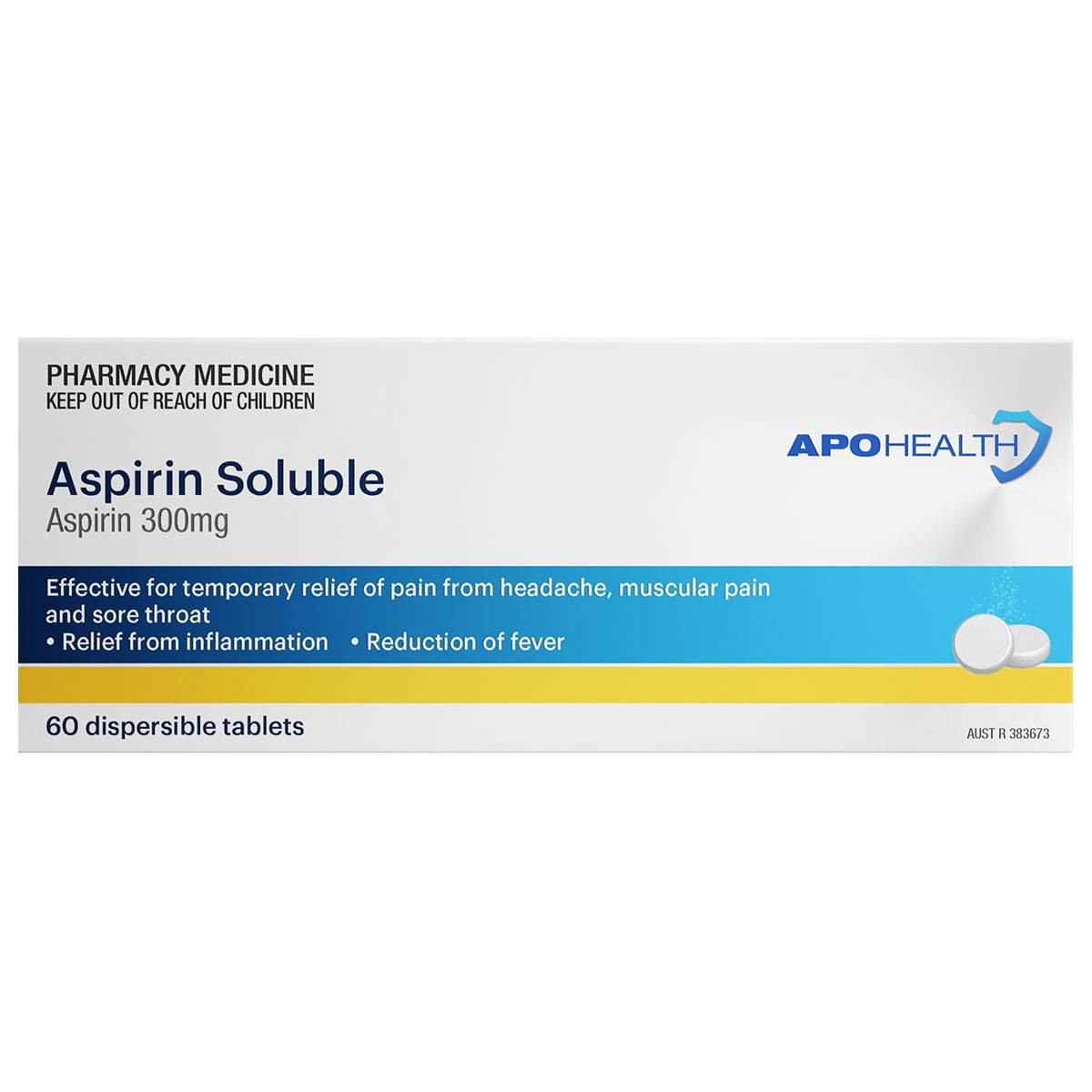 APO Health Aspirin Soluble 300mg - 60 Tablets