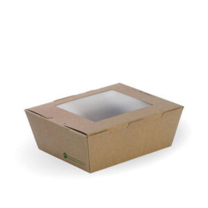 BioPak Medium BioBoard Lunch Box with Window - Carton of 200