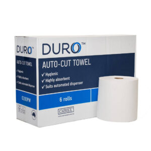 Duro Auto-Cut Towel 200m Pure White - Carton of 6 Rolls, CTN6