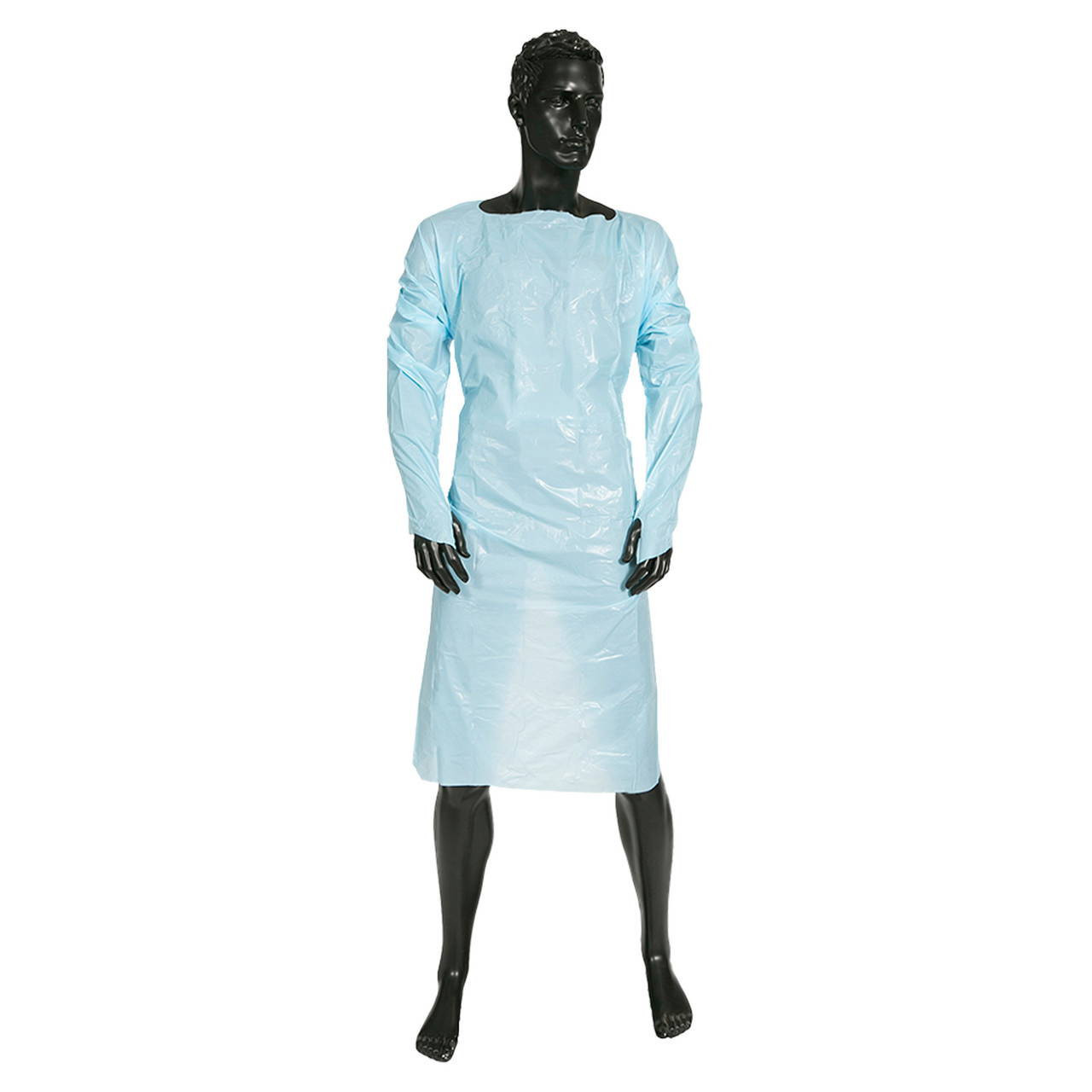 PE Blue Impervious Gown With Thumb Hooks Universal Size - Carton of 75pcs