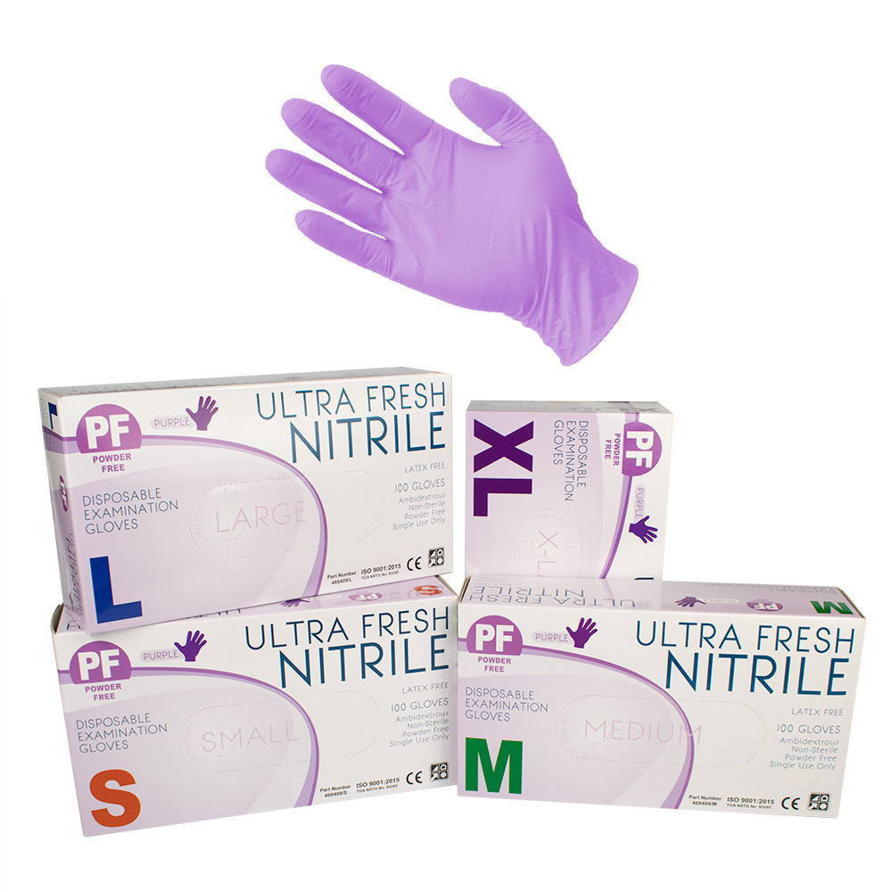 Ultra Fresh Purple Nitrile Powder Free Heavy Duty Gloves - Medium (1000pcs), CTN10