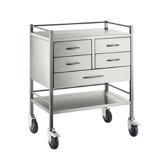 Stainless Steel Resuscitation Trolley Five Drawer - Pacific Medical