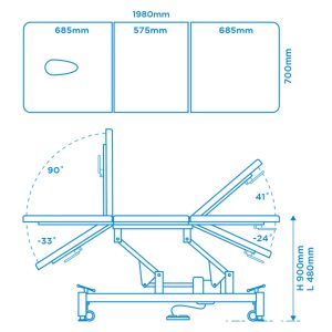 Task Medical Hi-Lo Examination Couch Three Section 1 Motor 70cm Wide - Image 5